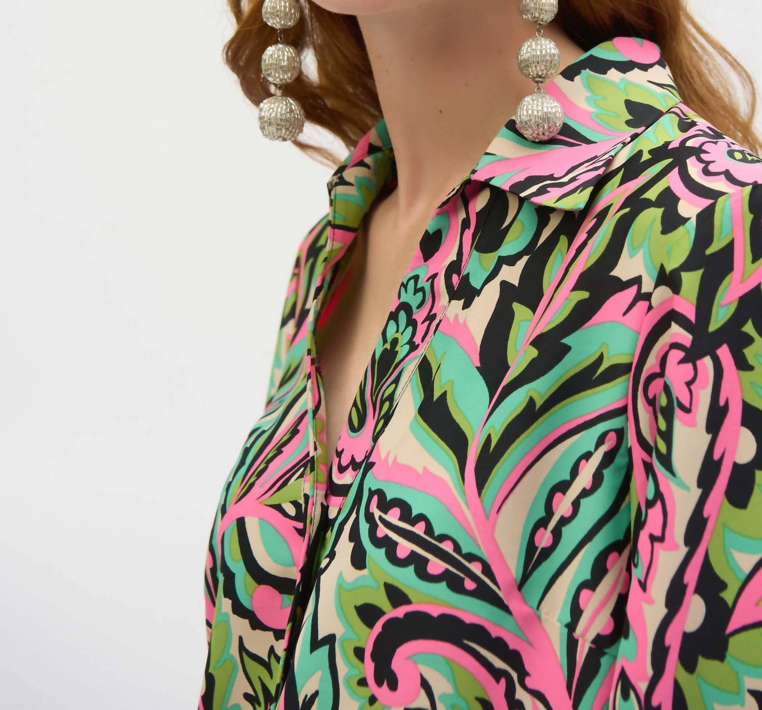 Joseph Ribkoff - Floral V-neck Buttoned Top