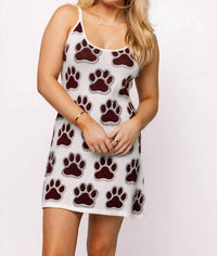 Queen Of Sparkles - Licensed Miss State Knit Rhinestone Mascot Tank Dress