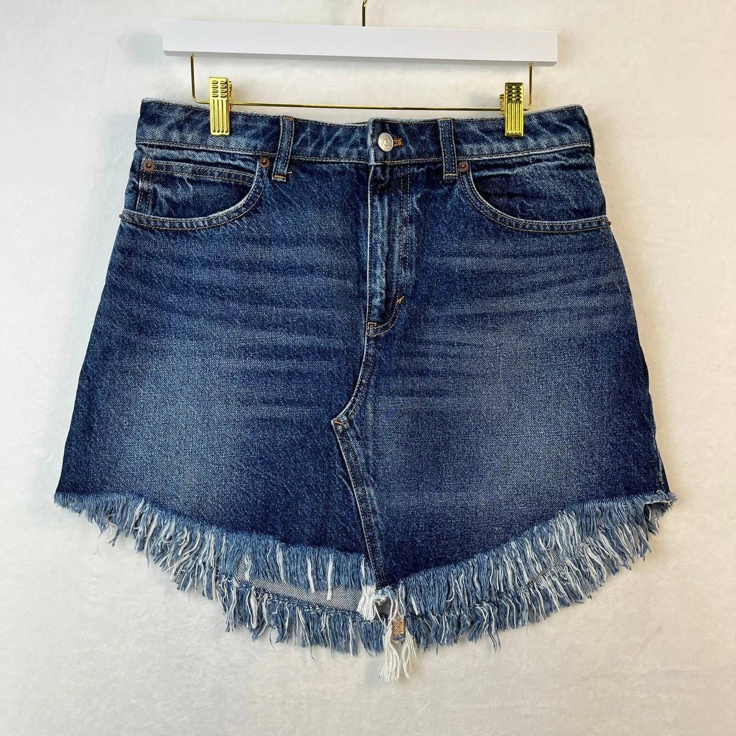 Free People Women's Ultra-distressed Mini Teaspoon Jeans Skirt in denim - women's skirt