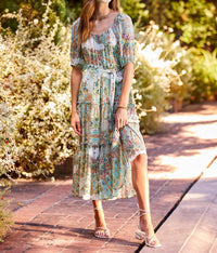 Fifteen Twenty - Tiered Puffed Sleeve Maxi Dress