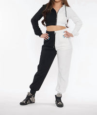 Circular Path - Two Tone Crop Hoodie