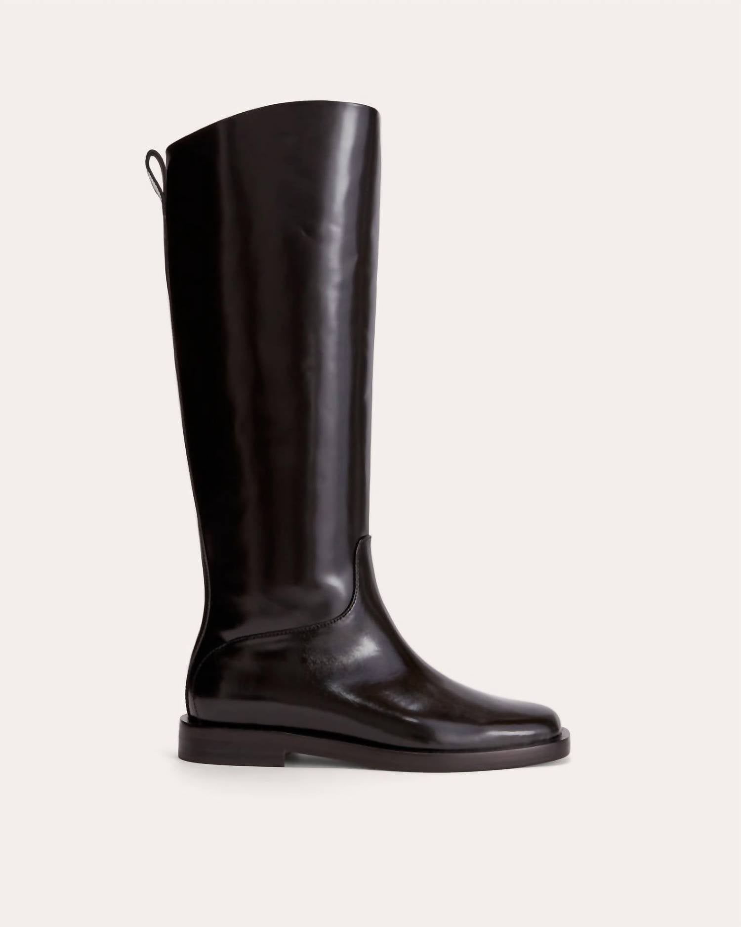 Everlane Women's Riding Patent Leather Knee-high Boots in black - women's shoe - detail view