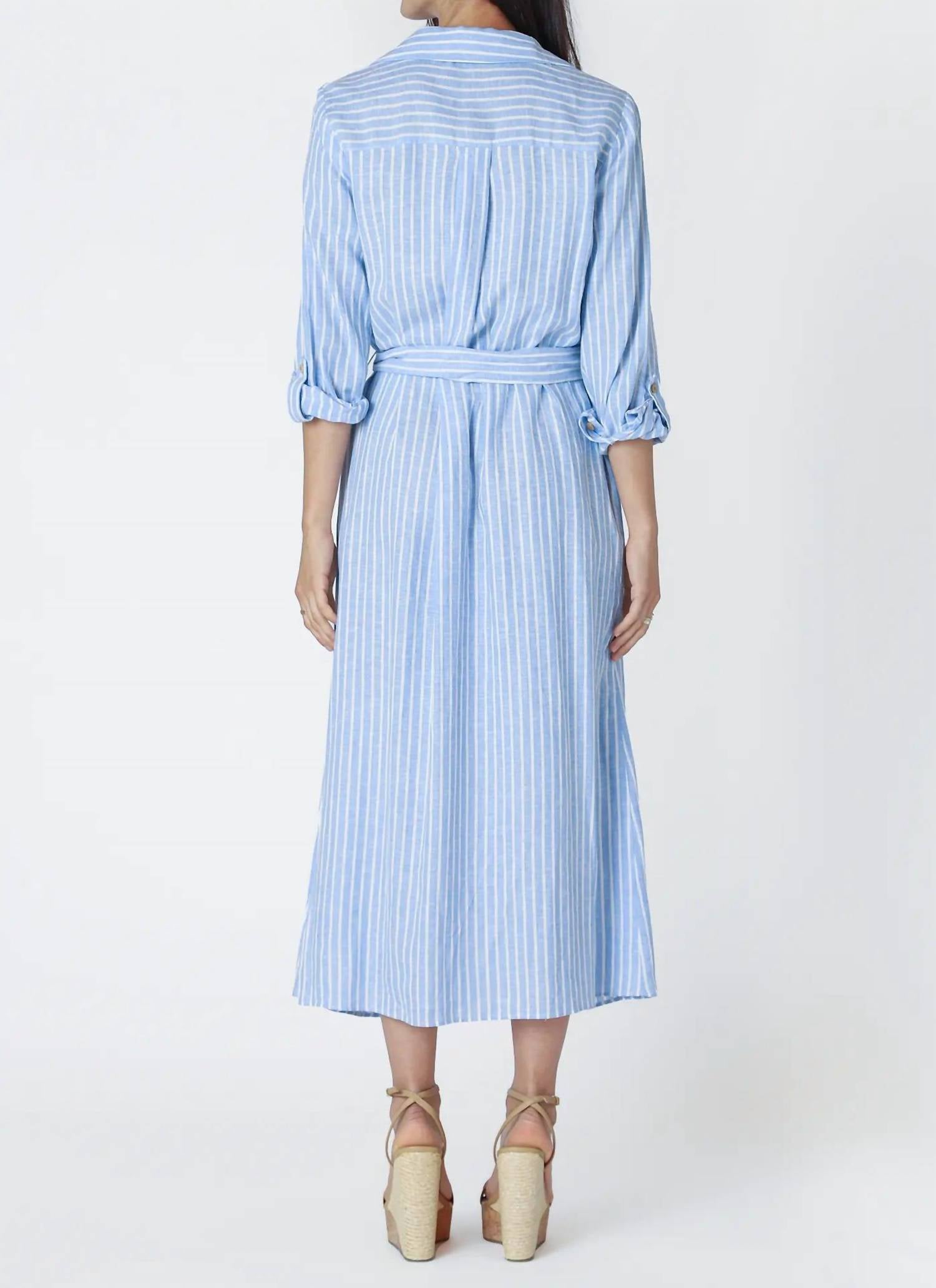 Dex Clothing - Stripe Shirt Dress With Belt