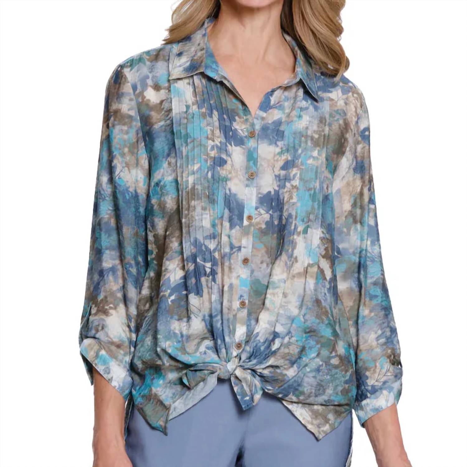 Multiples - Printed Crinkle Woven Shirt