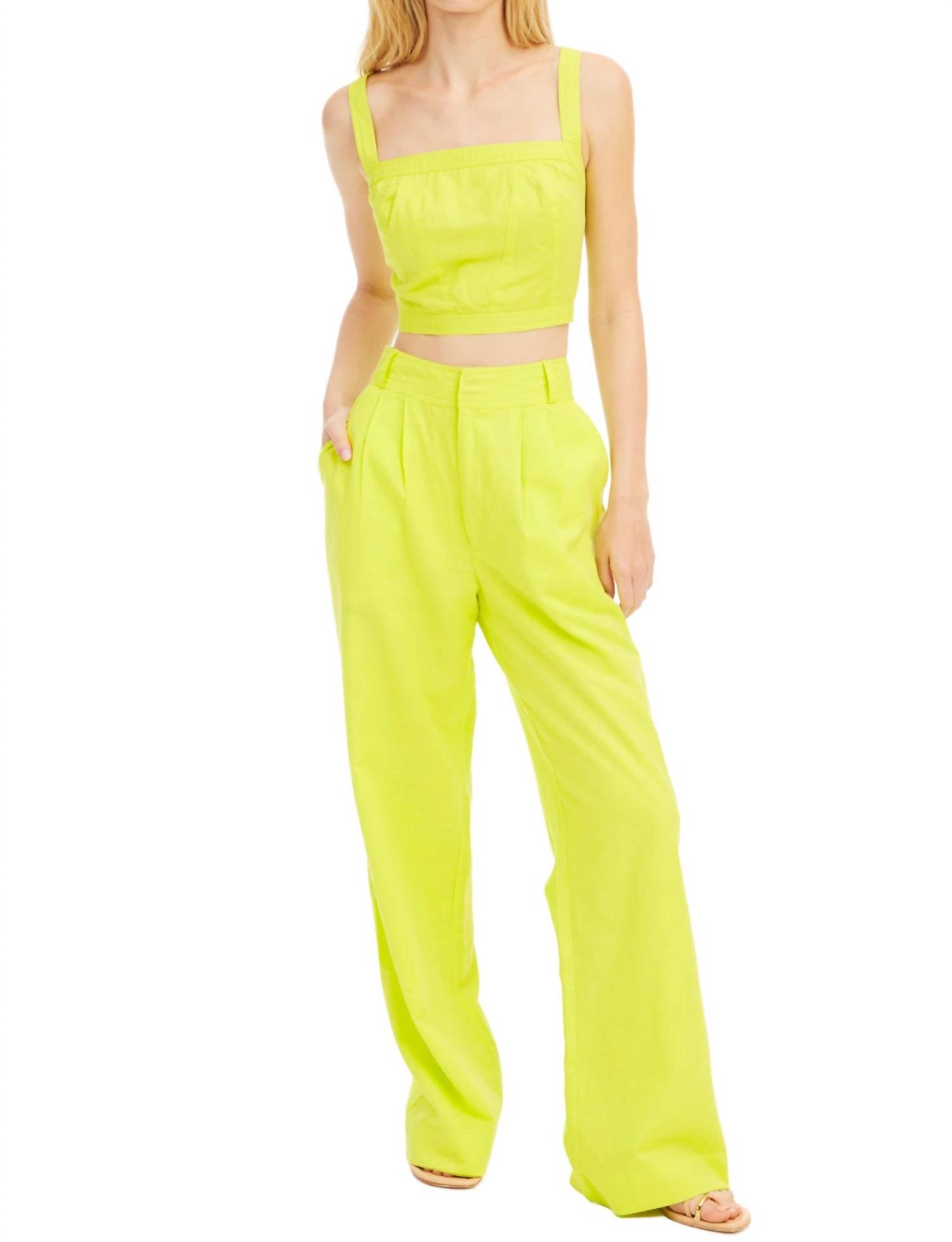 ALLISON NEW YORK Audrey Pants in lime - women's pants - alternate view