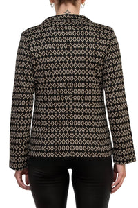 Philosophy - Bracelet Sleeve Peak Lapel Single Button Knit Jacquard Blazer