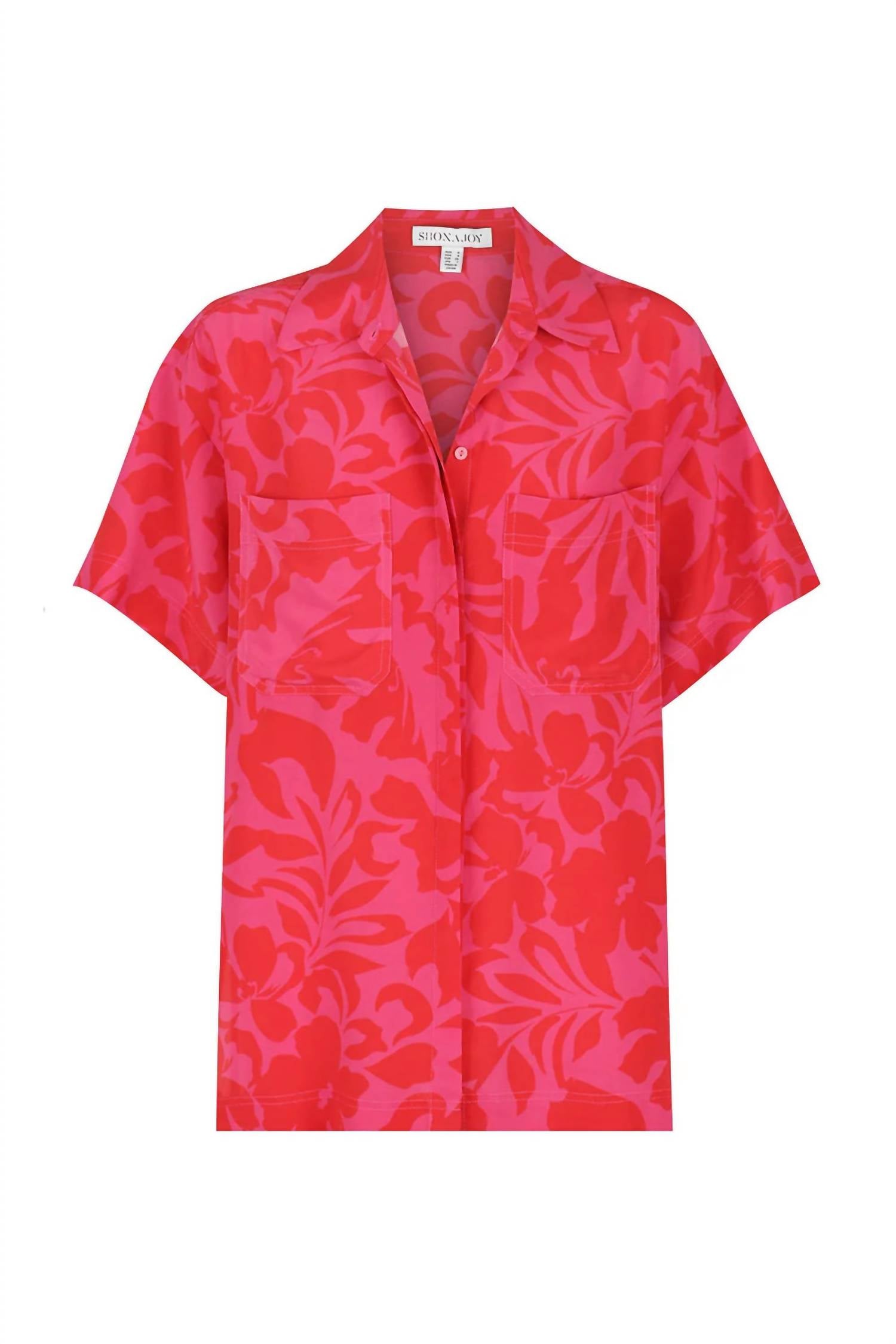 Shona Joy - SILK SHORT SLEEVE RELAXED SHIRT