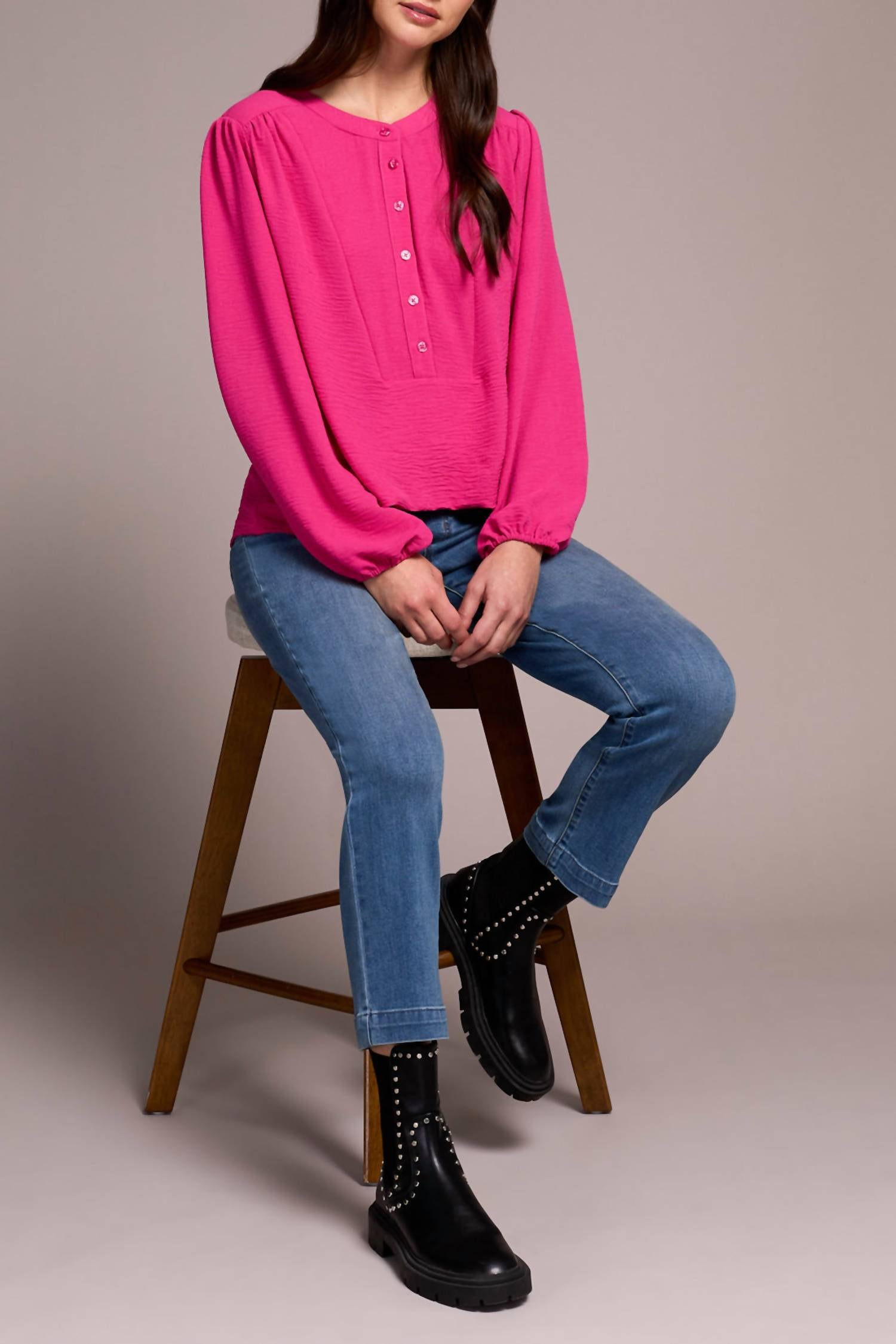 Tribal - Polished Look Mandarin Collar Blouse