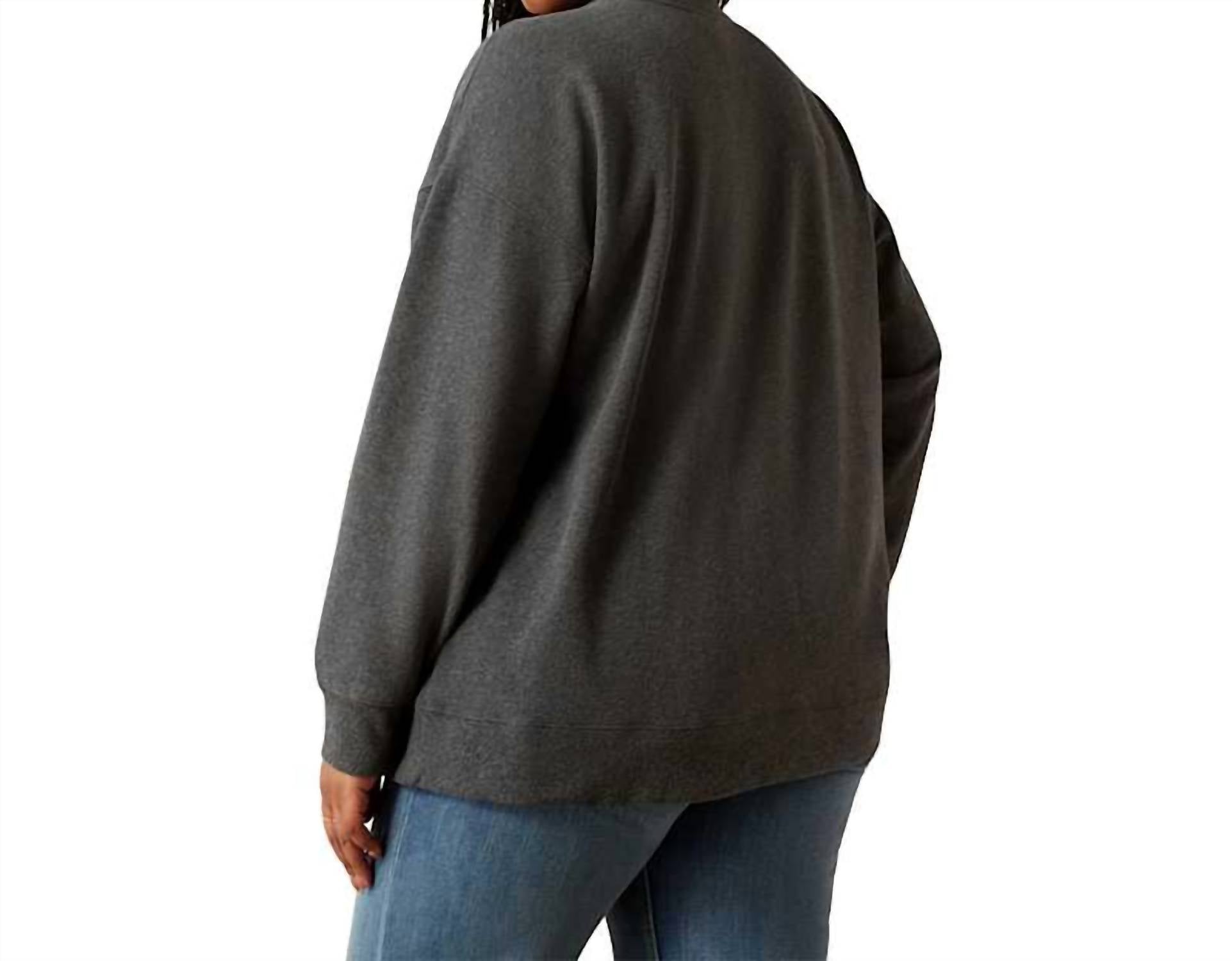 ARIAT Born To Ride Oversized Crew Sweatshirt in heather charcoal - women's sweater - alternate view
