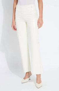 Lysse Women's Amara Straight Flare Pant in snow white wicker texture - women's jeans