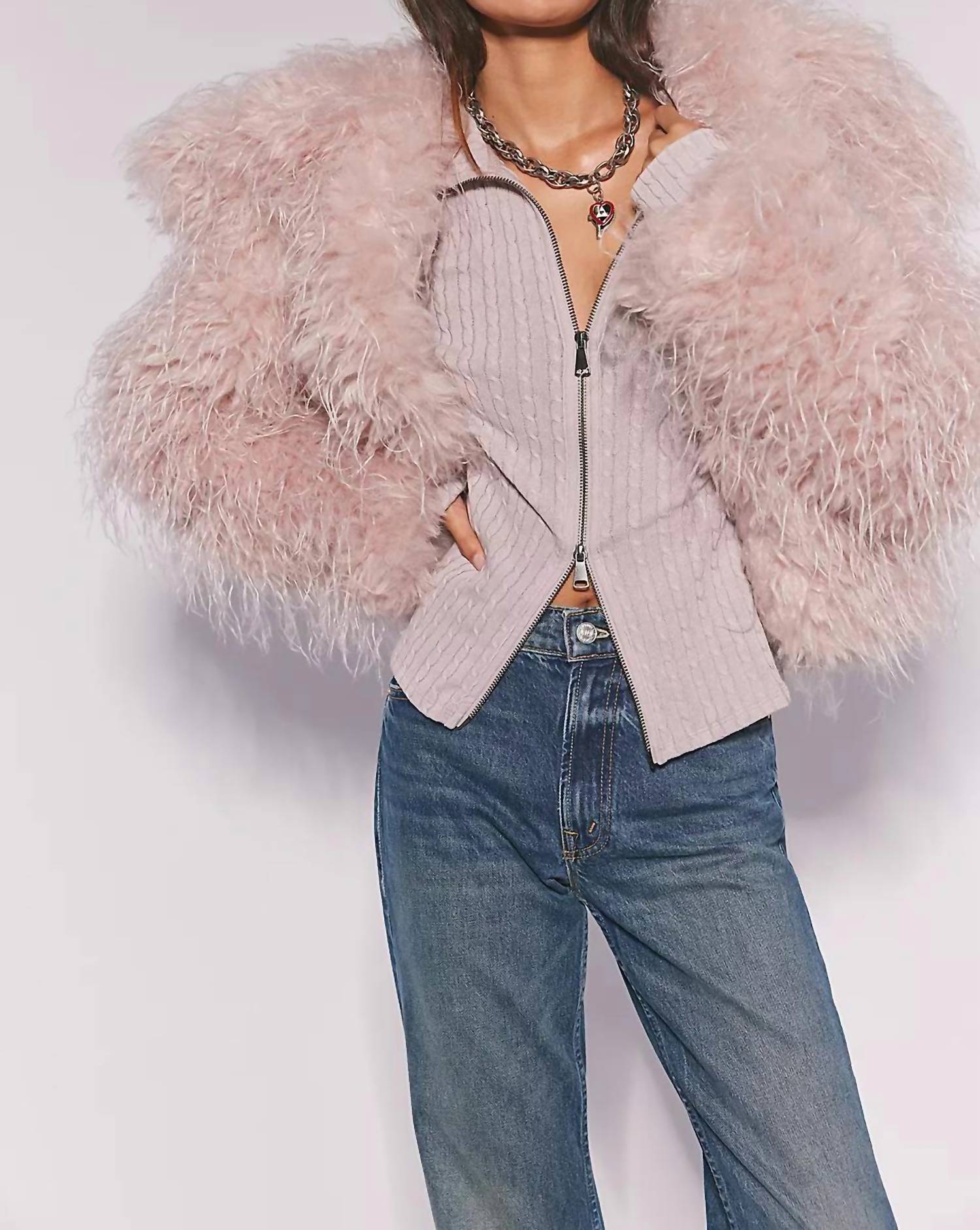 Free People - Cable Knit Zip Up Top