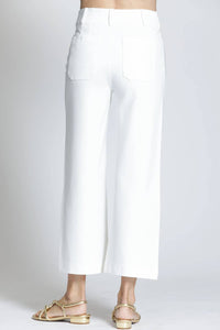 Apny - Ponte Cropped Wide Leg Pant With Patch Pocket