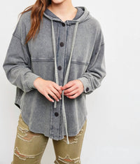 Mustard Seed - Waffle Mineral Wash Shacket