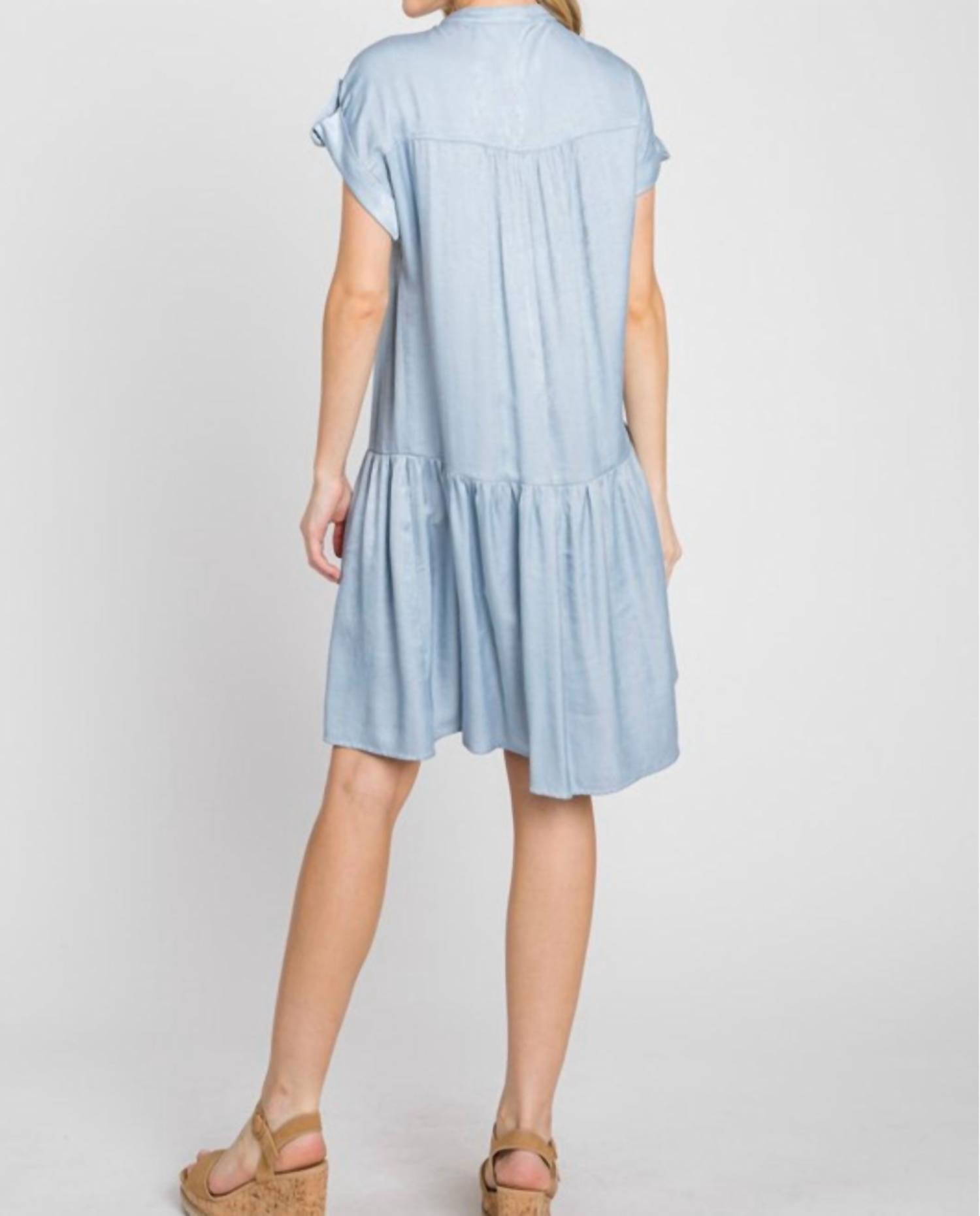 Calista - Ranunculus Drop Waist Knee Length Shirt Dress