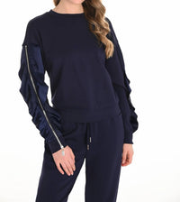 Frank Lyman - Maeve Ruffle And Zipper Long Sleeve Top