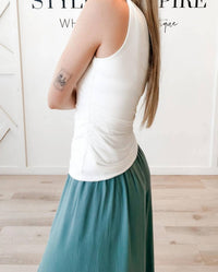 Wasabi + Mint - Dierdra Side Ruched V-neck Tank Top