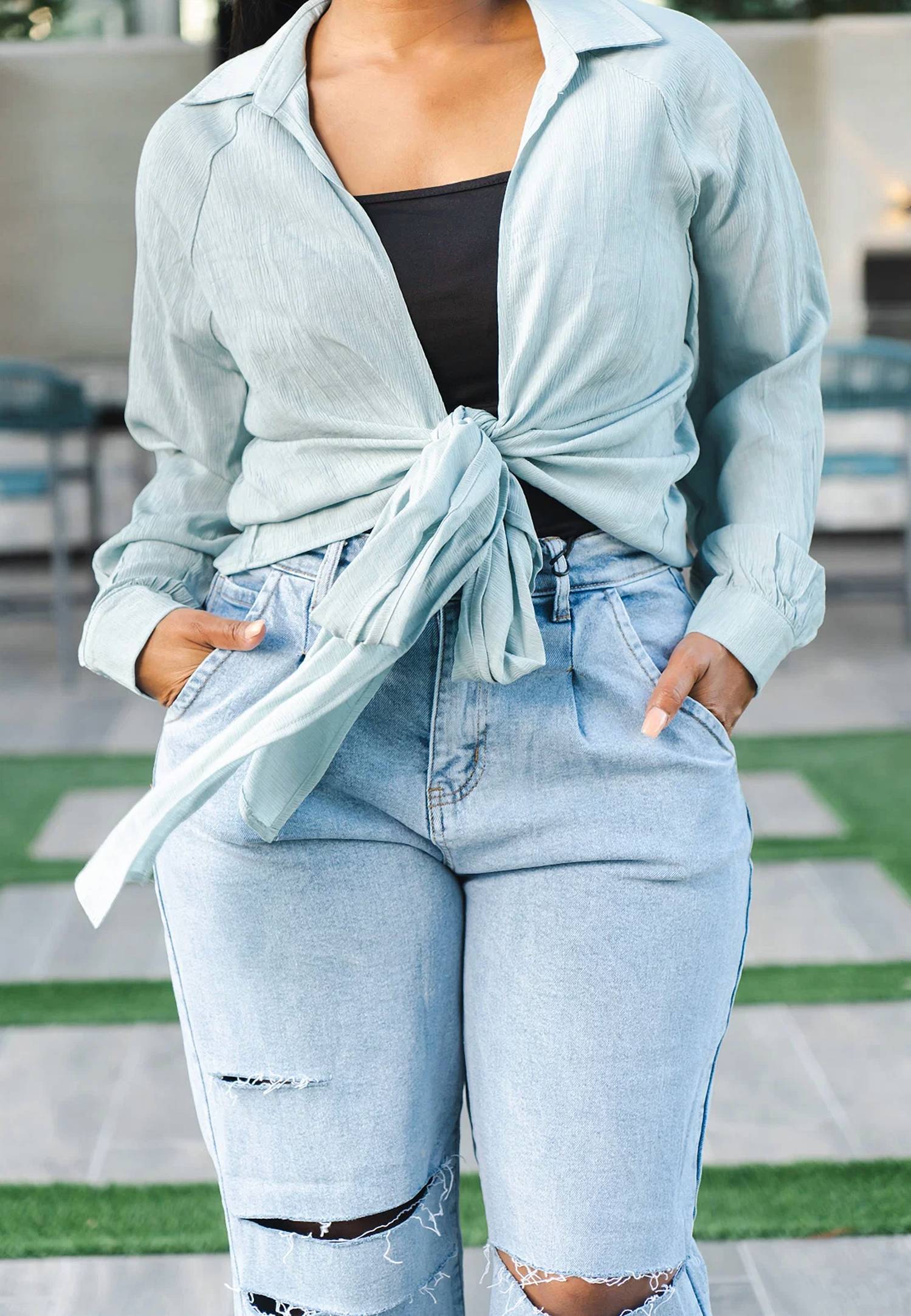 Hailey & Co - Tie Up Open Blouse