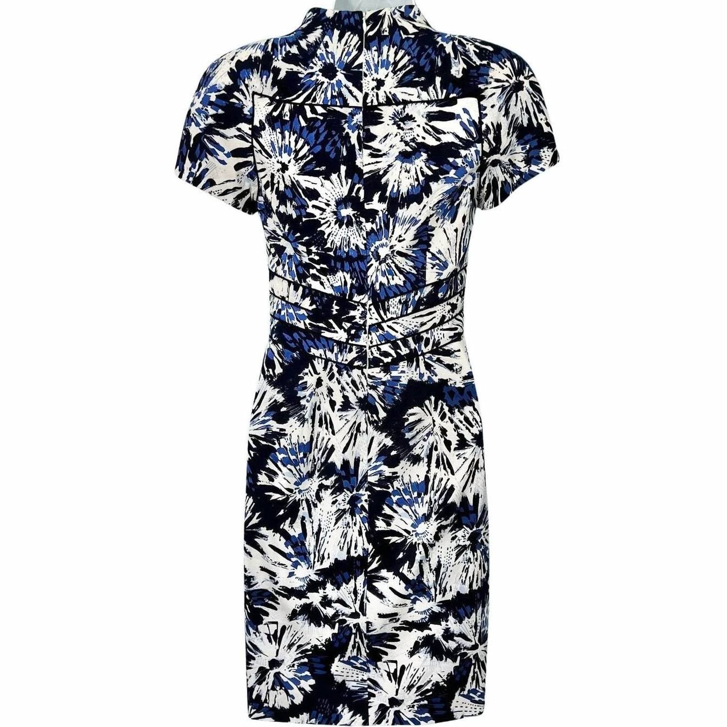 Theia - Women's Button Front Mandarin Collar Sheath Dress