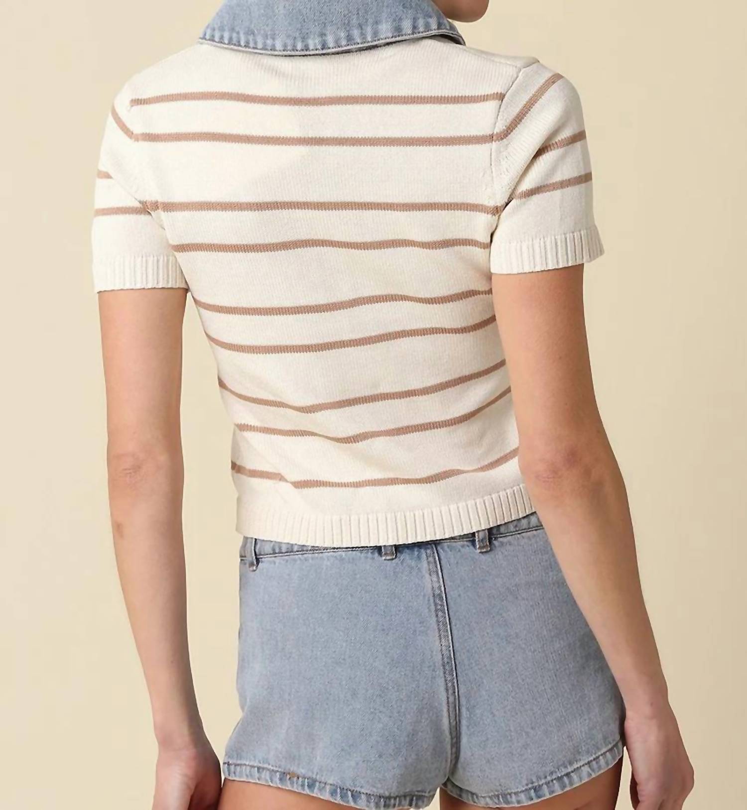 Olivaceous - Alana Striped Knit Sweater Top