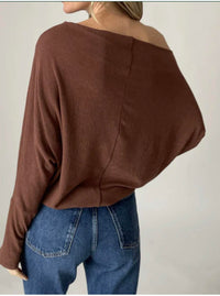 SIX/FIFTY Anywhere Long Sleeve Top in chestnut - women's long sleeve top - detail view