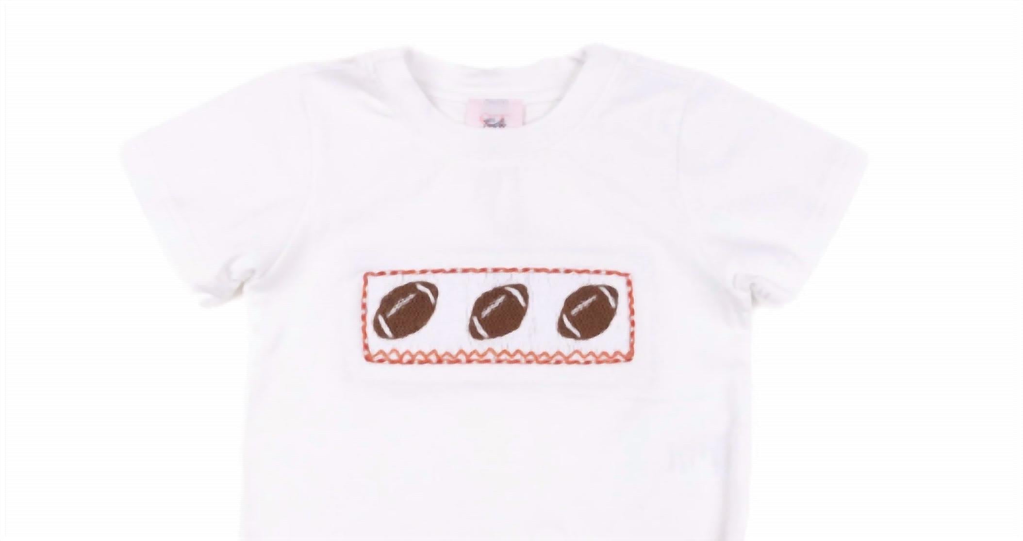 Teeta - Girl's Gingham Smocked Football Wyatt Short Set