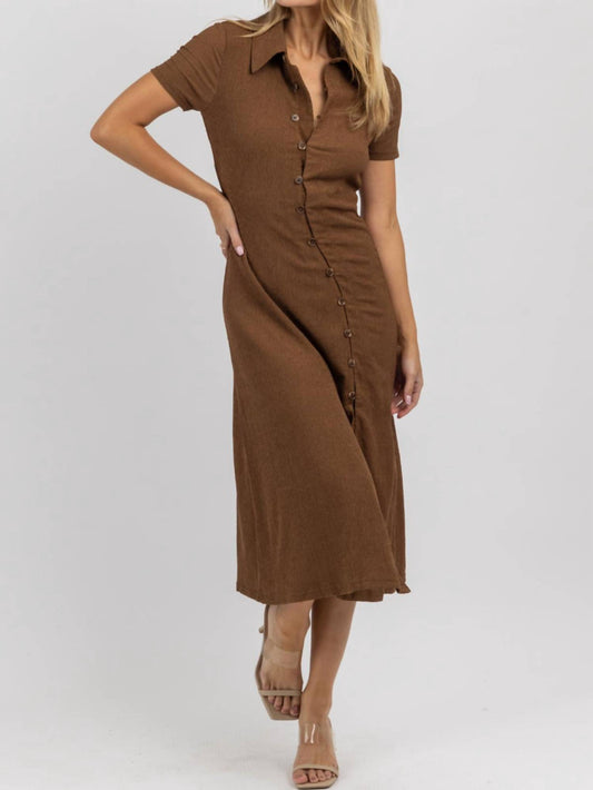 ASYMMETRICAL BUTTON MIDI DRESS