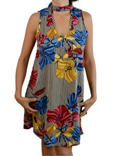 Sun & Moon - Floral Choker Sleeveless Mini Dress