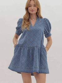 Entro - Denim Quilted Look Mini Dress