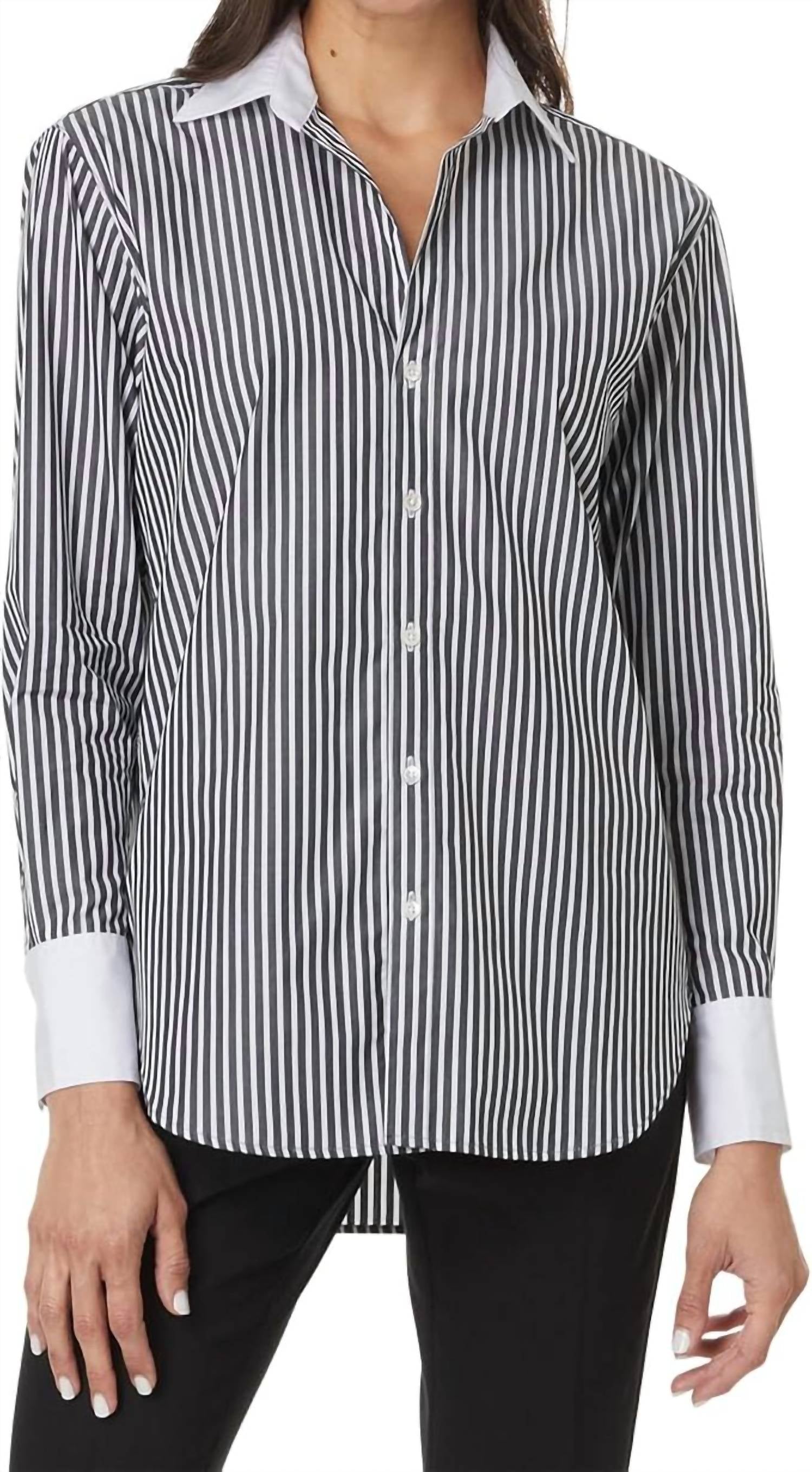 Elliott Lauren Women's Parallel Lines Blouse in blk wht - women's blouse