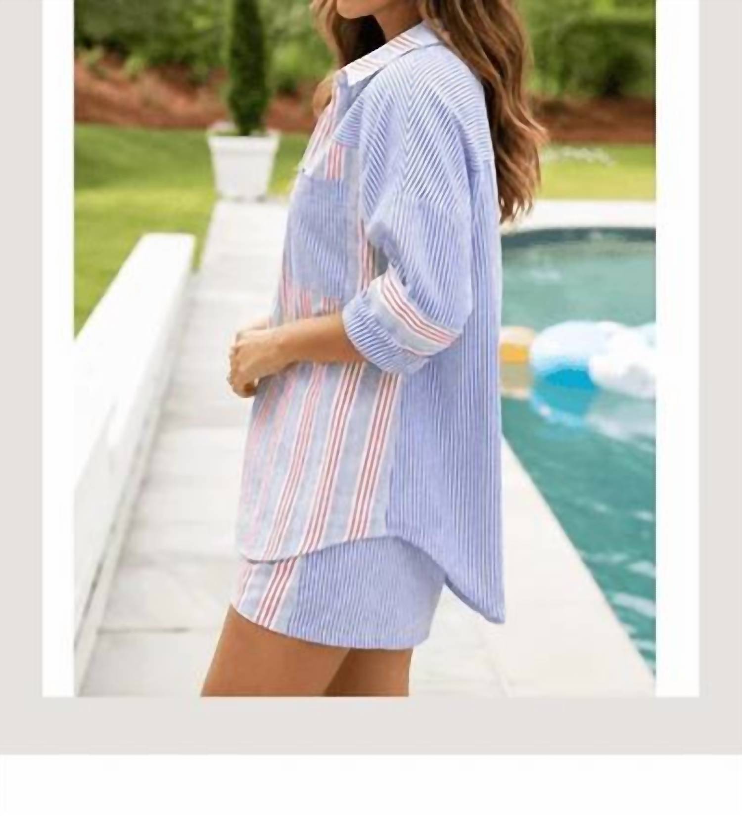 Very J - Boardwalk Striped Top And Short Set