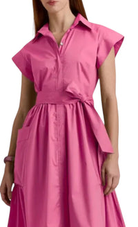 Hinson Wu Annabelle Short Sleeve Dress in guava - women's dress - detail view