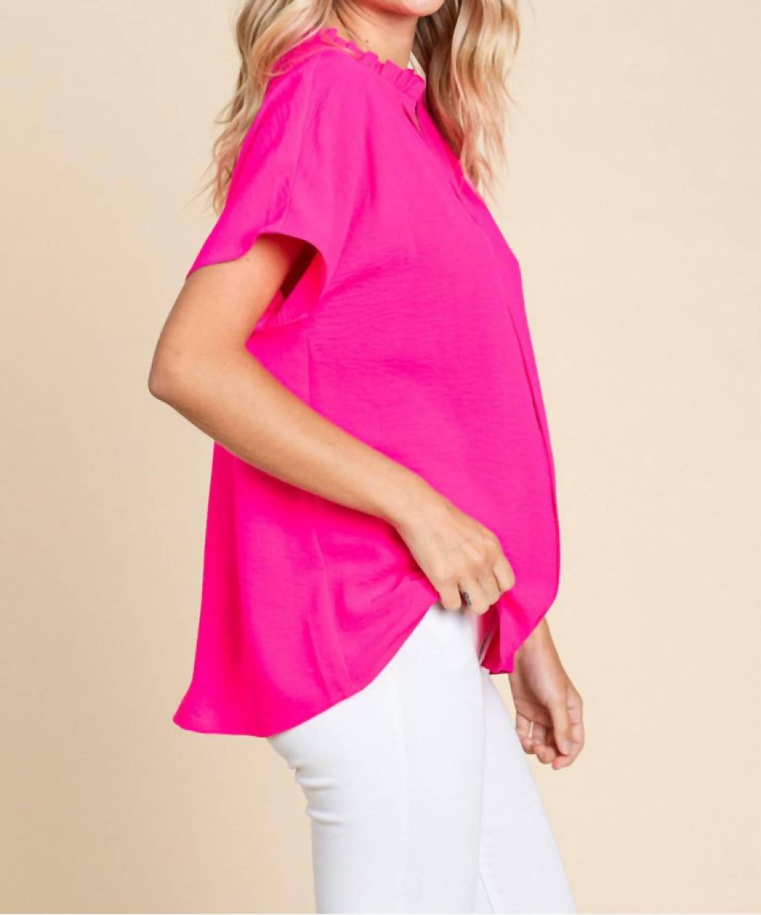Jodifl Paden Top in hot pink - women's blouse - detail view