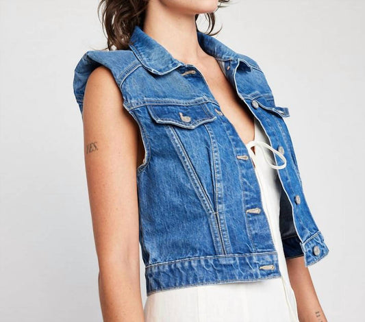Self Contrast - Arizona Crop Slim Denim Vest
