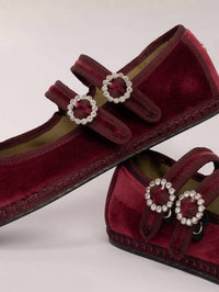 SVETI STEFAN Women's Double Lace Ballerina Flats in garnet 1 - women's flats - detail view