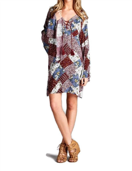 Velzera - Floral Patchwork Print Dress