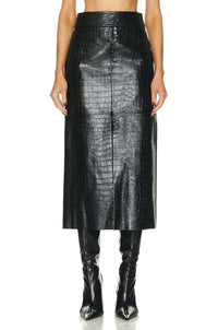 Helmut Lang - Women's Embossed Leather Midi Skirt
