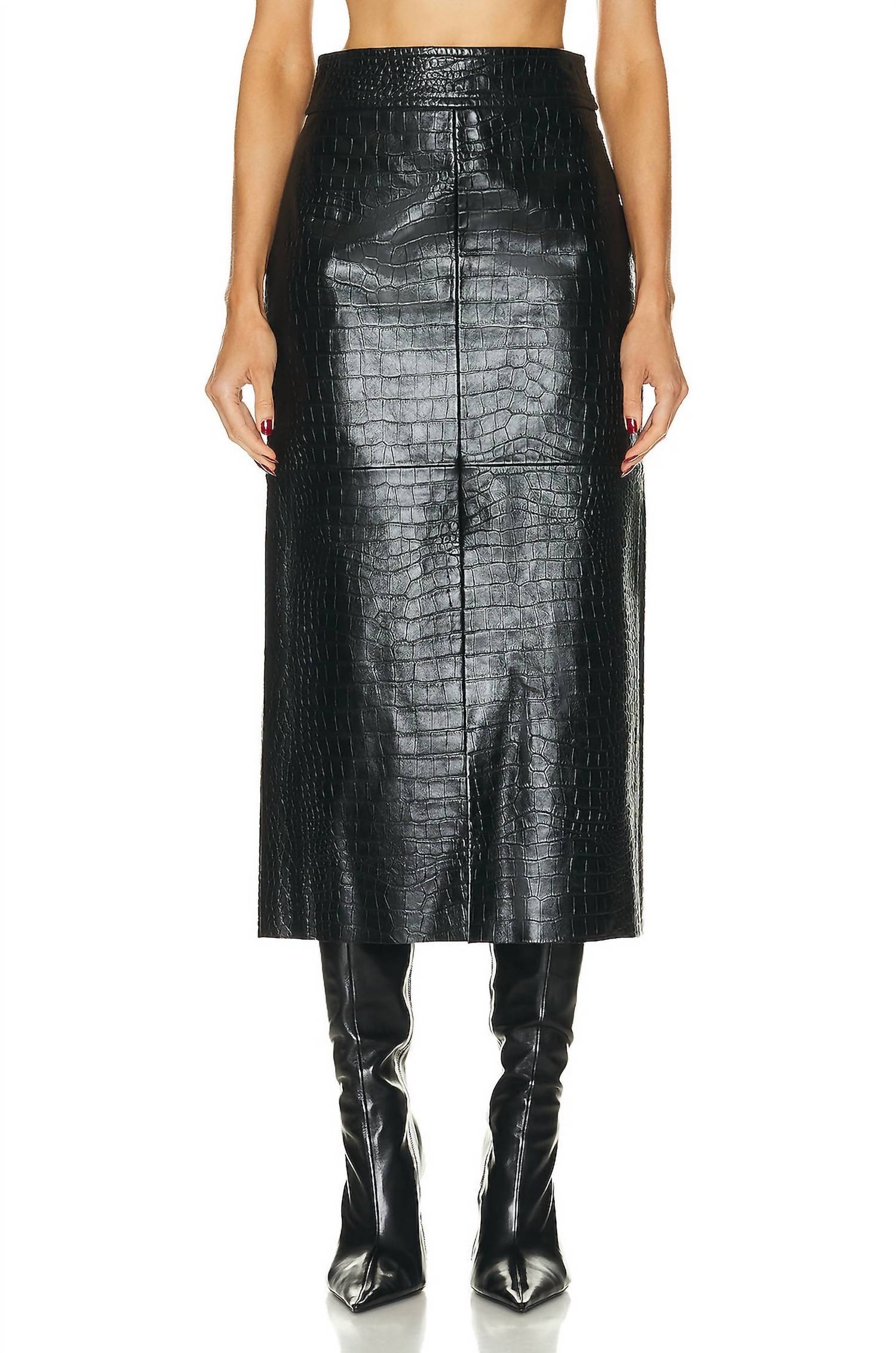 Helmut Lang - Women's Embossed Leather Midi Skirt