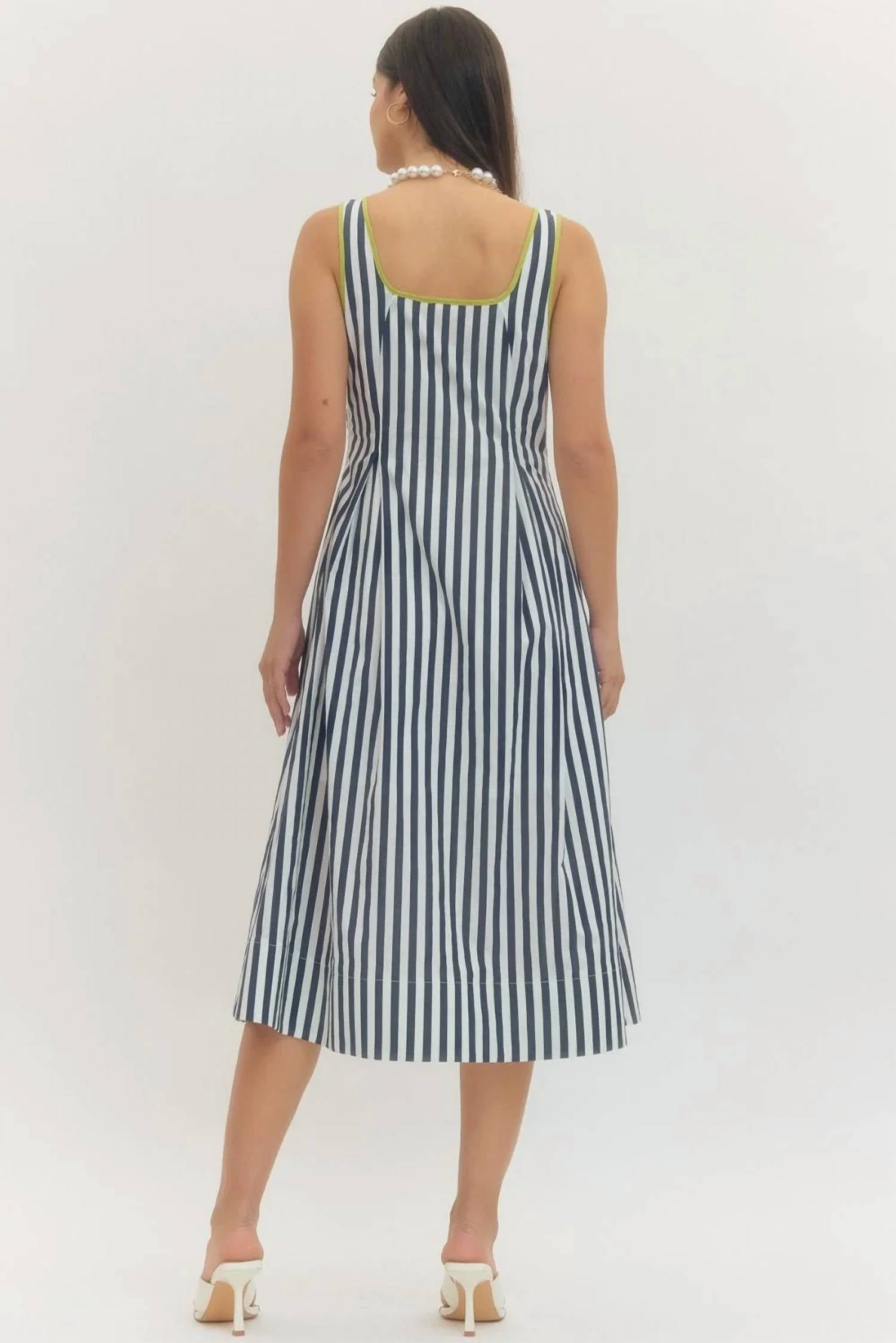Entro - Bailey Striped Sleeveless Midi Dress