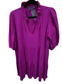 Pixi + Ivy Women's Crinkle Ruffle Neck Dress in fuchsia - women's dress