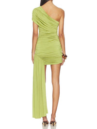 Amanda Uprichard Cierra One-shoulder Mini Dress in palmetto - women's dress - detail view