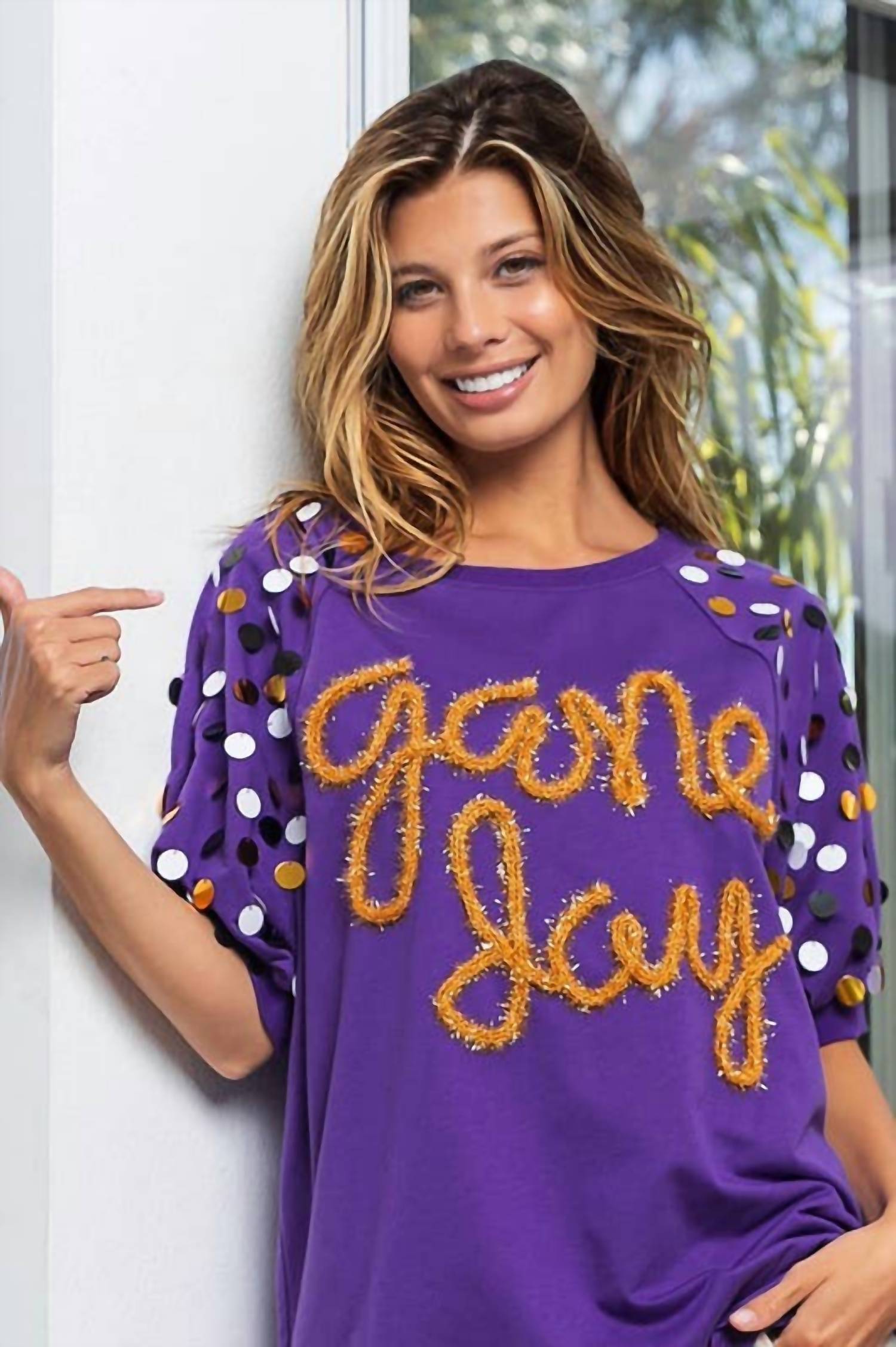 Vanilla Monkey - Game Day Metallic Blouse