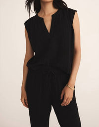 Z Supply Cliffside V-neck Airy Top in black - women's tank top