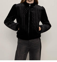 Sanctuary Quilted Velvet Jacket in black - women's jacket