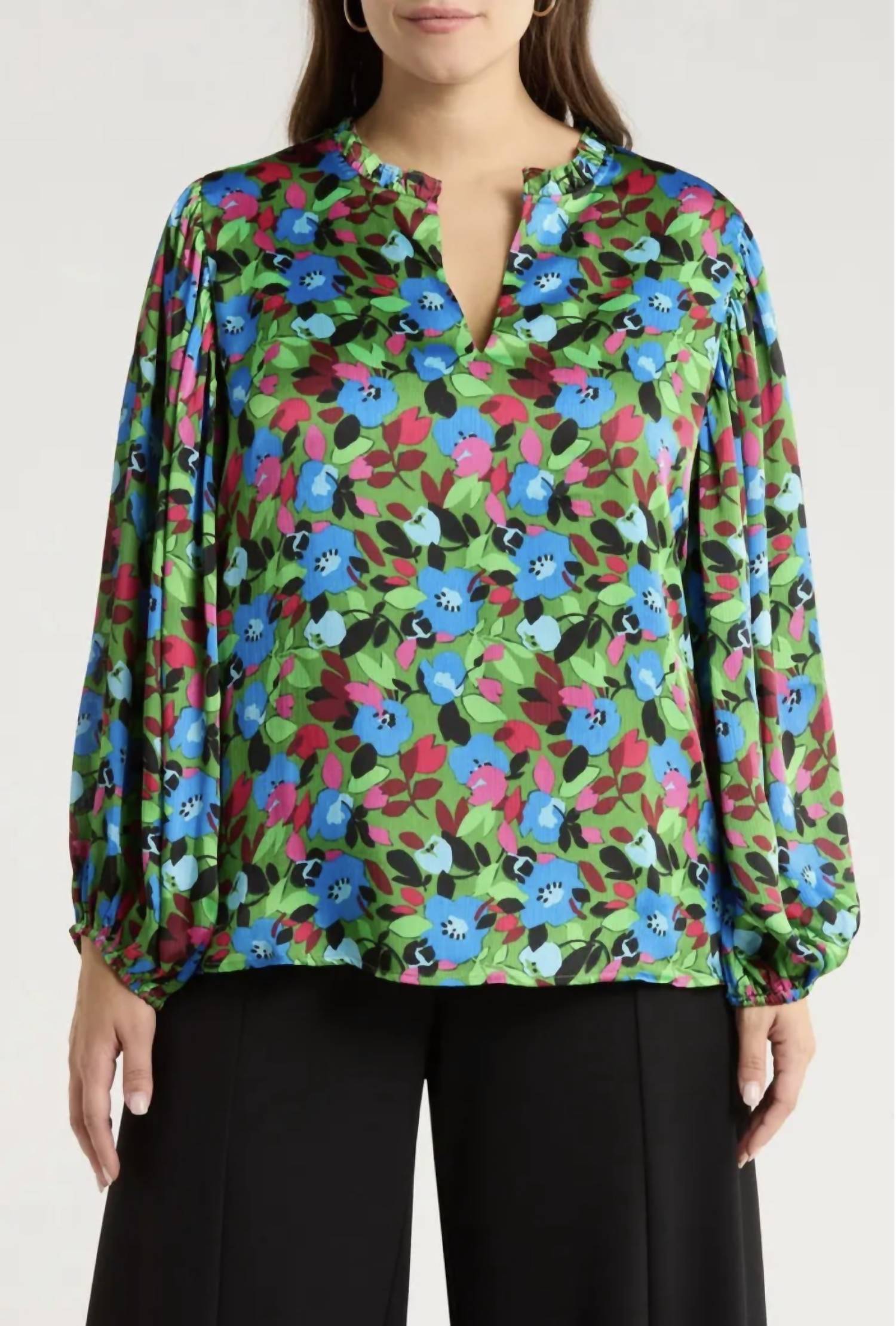 SUGARLIPS Destine Floral Top in green - women's blouse