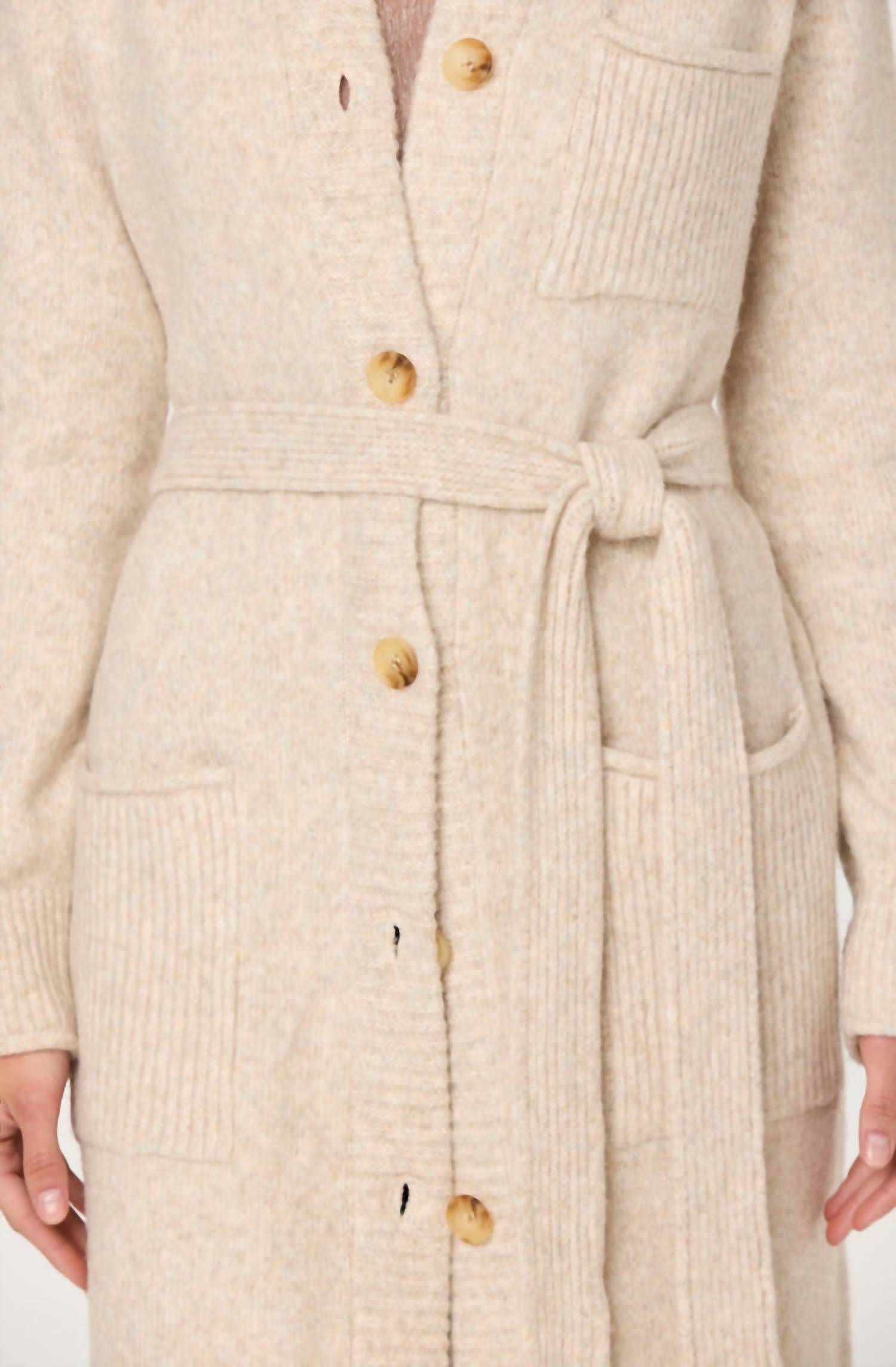 ASTR Meris Belted Longline Cardigan in cream - women's cardigan - view 6