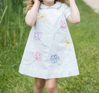 Florence Eiseman - Embroidered Flowers Linen Look Dress