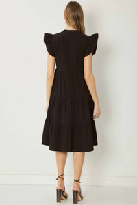 Entro - Ruffled Pocket Tiered Midi Dress
