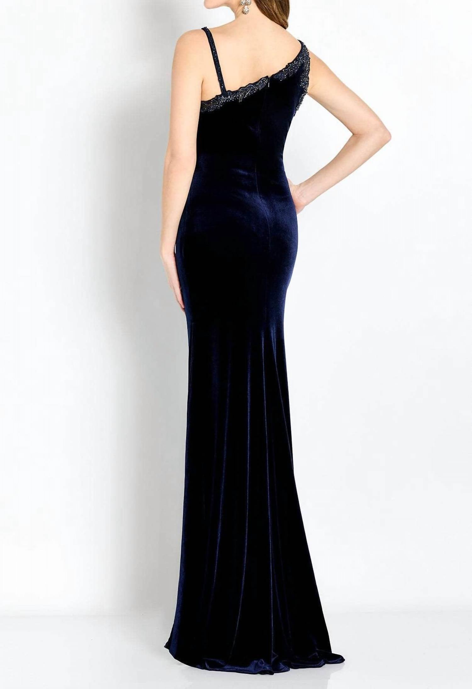 Cameron Blake - Beaded Off Shoulder Evening Gown