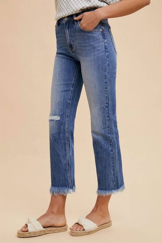 Anniewear - Distressed Straight Leg Jeans
