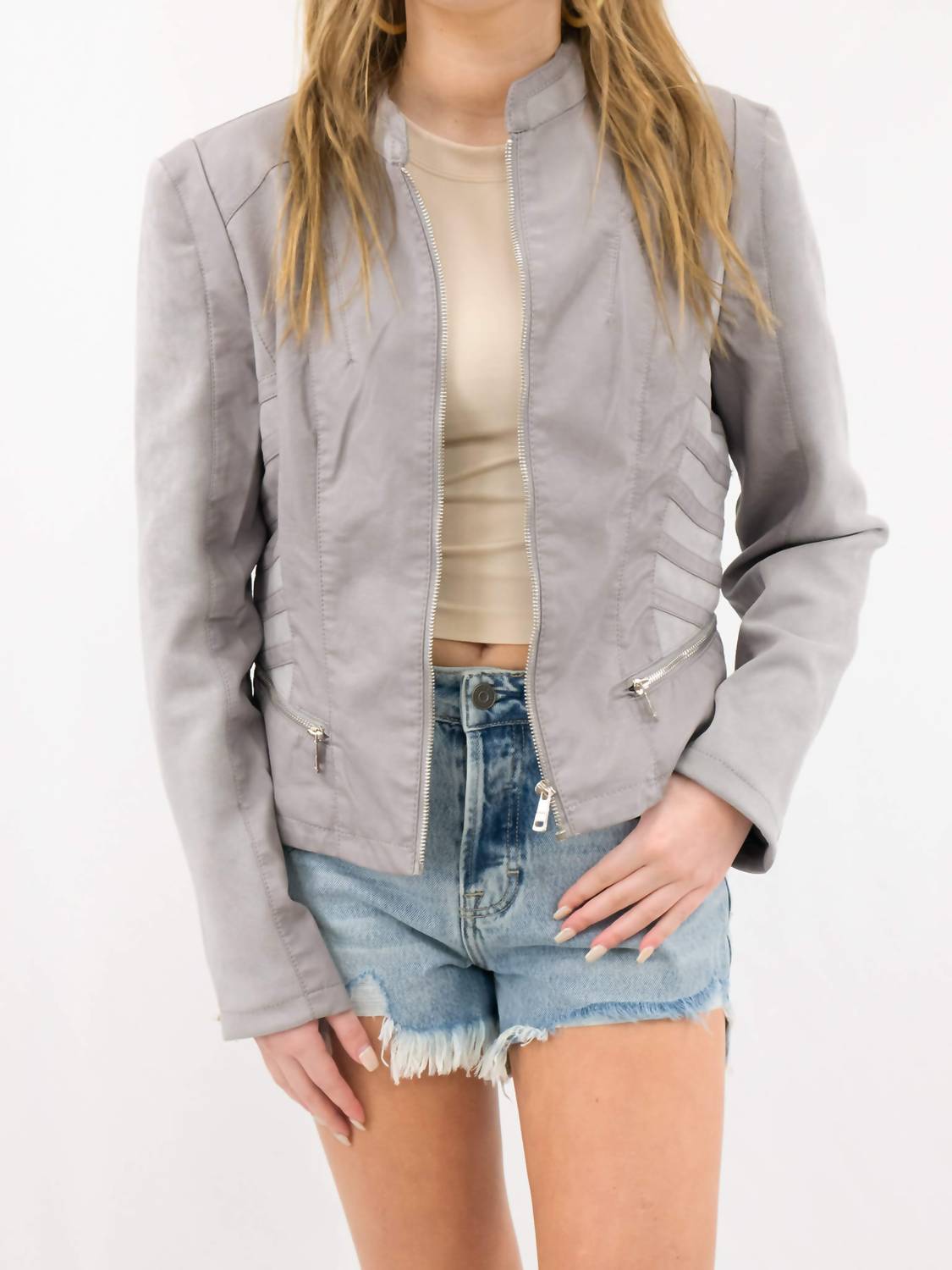 Cousin The Label - Faux Leather Moto Jacket
